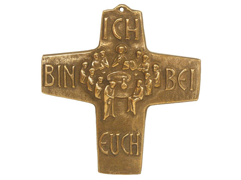 Bronzekreuz Abendmahl, Ich bin bei euch, 10,5 cm