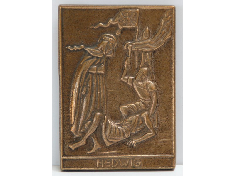 Bronze-Relief Hedwig 8,5 x 6 cm