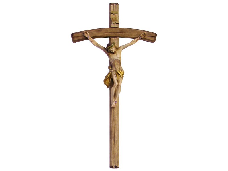 Holzkreuz 56cm m. Gußkorpus 23cm bemalt Holzkreuz 56cm m. Gußkorpus 23cm bemalt