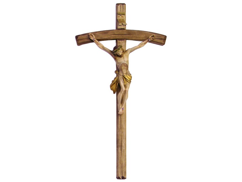 Holzkreuz 56cm m. Gußkorpus 23cm bemalt