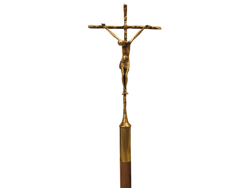 Vortragskreuz - Papstkreuz Bronze mit Tülle ohne Stab