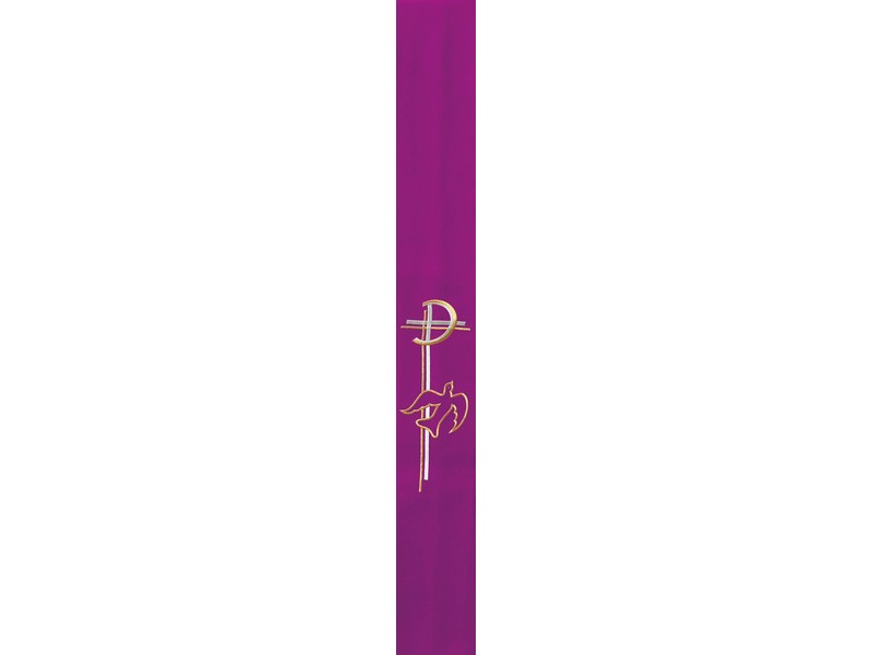 Stola violett mit Stickerei Pax und Taube