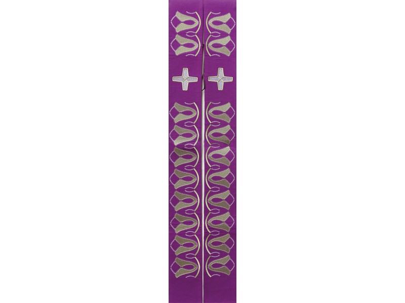 Stola violett mit durchgehend gestr. Ornamenten