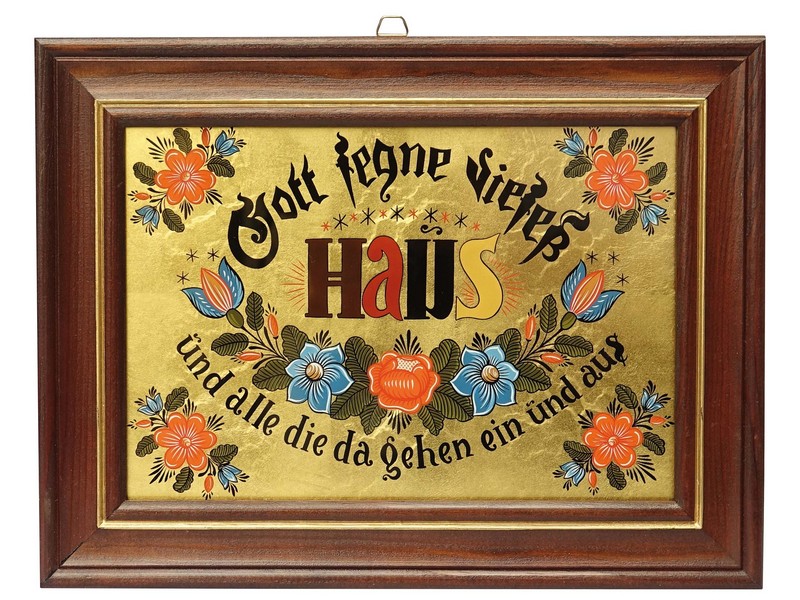 Hintergl. 'Gott segne dieses..' Gr.:5 gold 20,5x27 cm