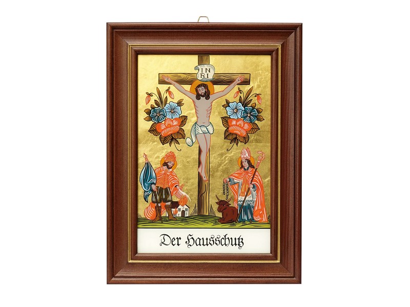 Hintergl. Haussegen Florian + Leonhard Gr.:2 Goldgrund Hintergl. Haussegen Florian + Leonhard Gr.:2 Goldgrund