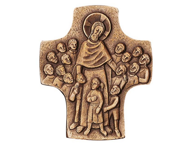 Bronzekreuz, Jesus der Kinderfreund, 9x7,5 cm