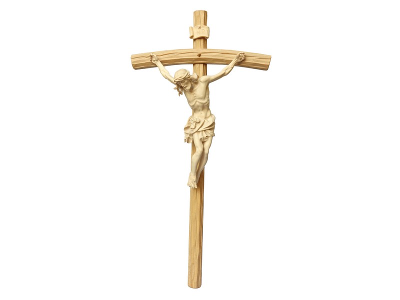 Kreuz geschnitzt 46 cm, Korpus 20 cm natur