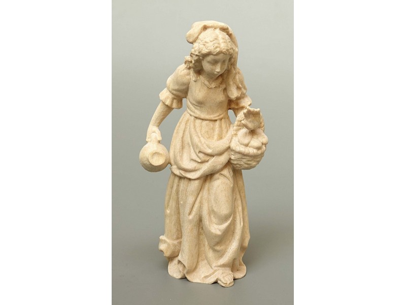 Hirtenfrau mit Korb geschnitzt 12 cm natur (Matteo) Hirtenfrau mit Korb geschnitzt 12 cm natur (Matteo)