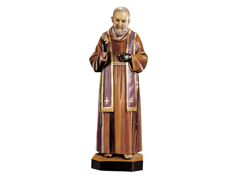 Pater Pio, 25 cm, natur, holzgeschnitzt Pater Pio, 25 cm, natur, holzgeschnitzt