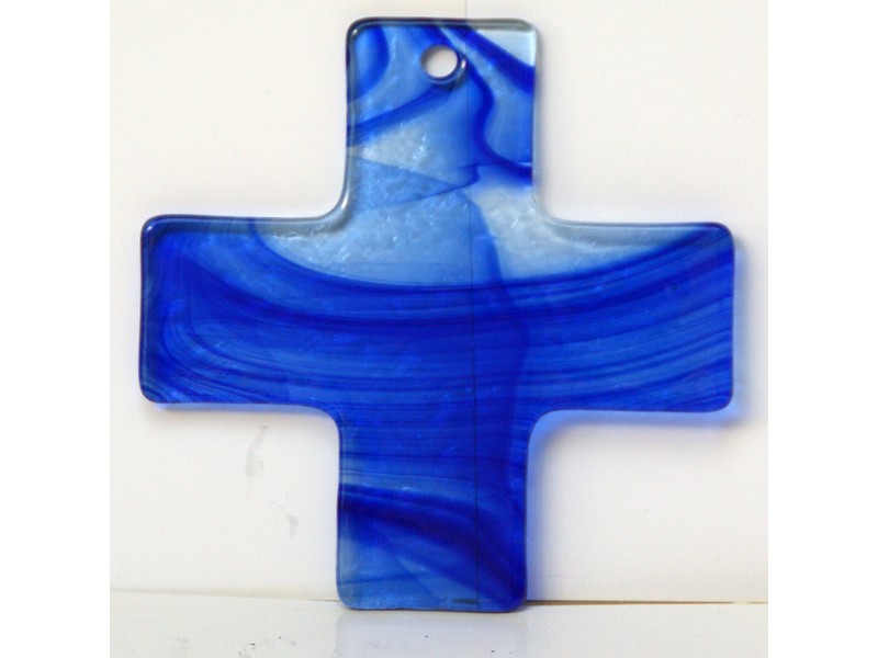 Glaskreuz blau 12x12 cm *v*