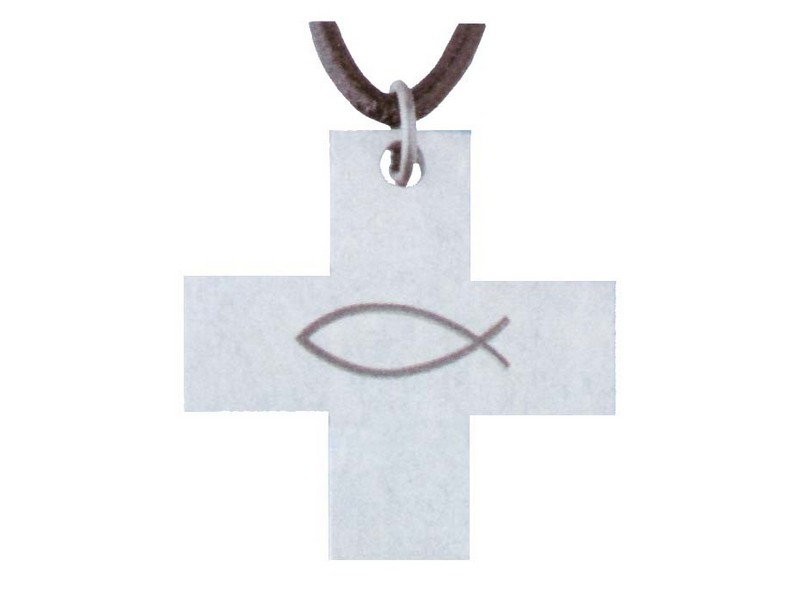 Edelstahlkreuz mit Schnur, 3 cm