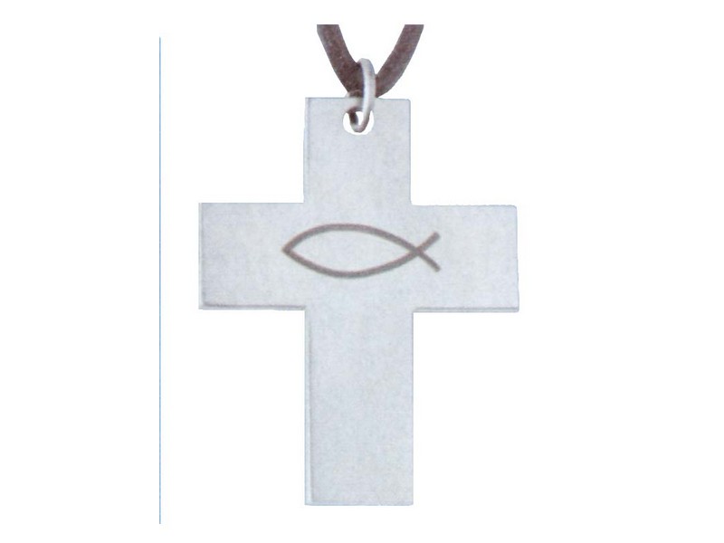 Edelstahlkreuz mit Schnur, 4 cm