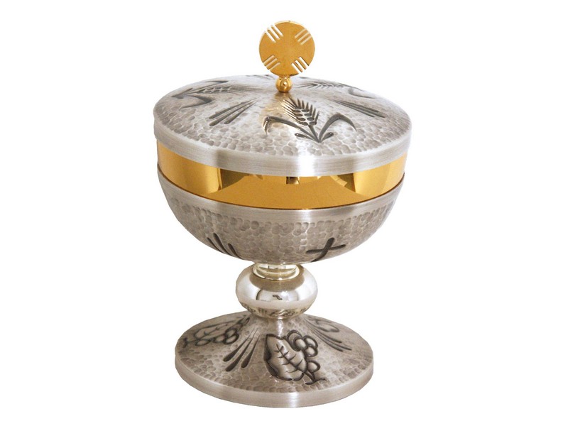 Ciborium versilbert mit Ähren H: 18 cm ø 12 cm Ciborium versilbert mit Ähren H: 18 cm ø 12 cm