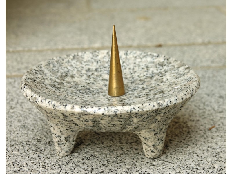 Kerzenständer Granit, ø 15 cm H: 4 cm, hellgrau