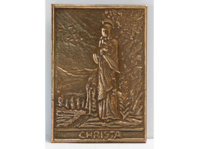 Bronze-Relief Christa 8,5 x 6 cm