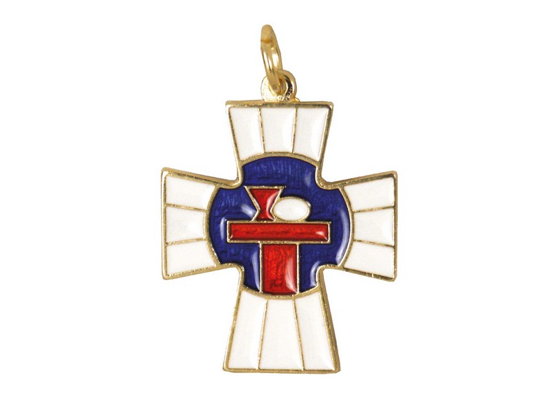 Kreuz goldfärbig, Email Kommunion weiß, 4,5 cm Kreuz goldfärbig, Email Kommunion weiß, 4,5 cm