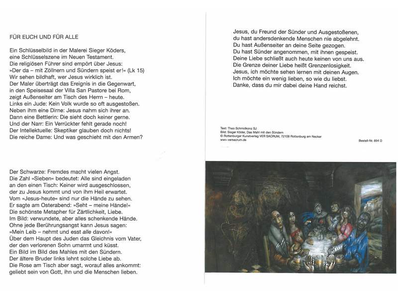 Beichtbildchen - Das Mahl m. den Sünden Nr. 894 Beichtbildchen - Das Mahl m. den Sünden Nr. 894