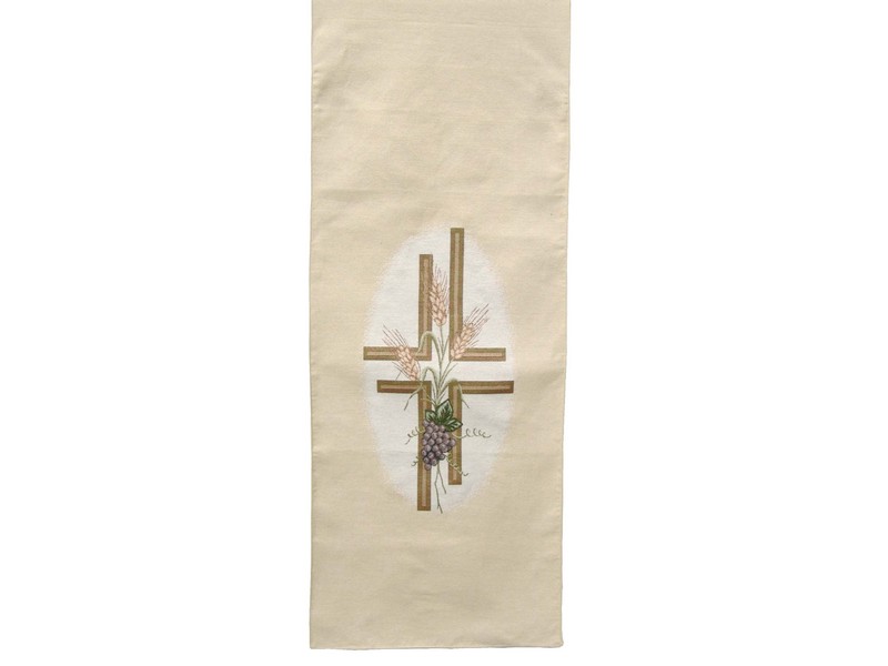 Ambotuch beige Kreuz m. Ähren 50 x 234 cm