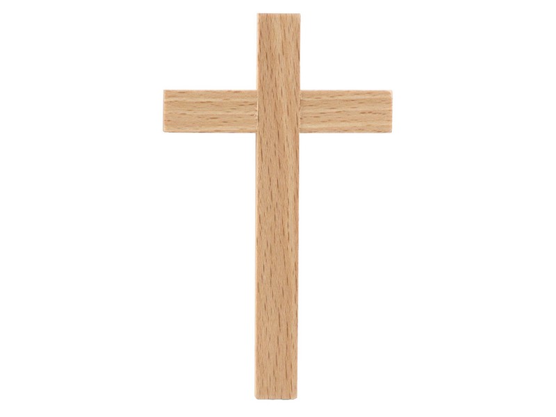 Holzkreuz, H: 25 cm, Buche natur lackiert, mit Loch