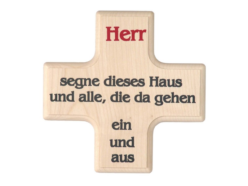 Haussegenskreuz, aus Holz 'Herr segne...', 14x14x2cm