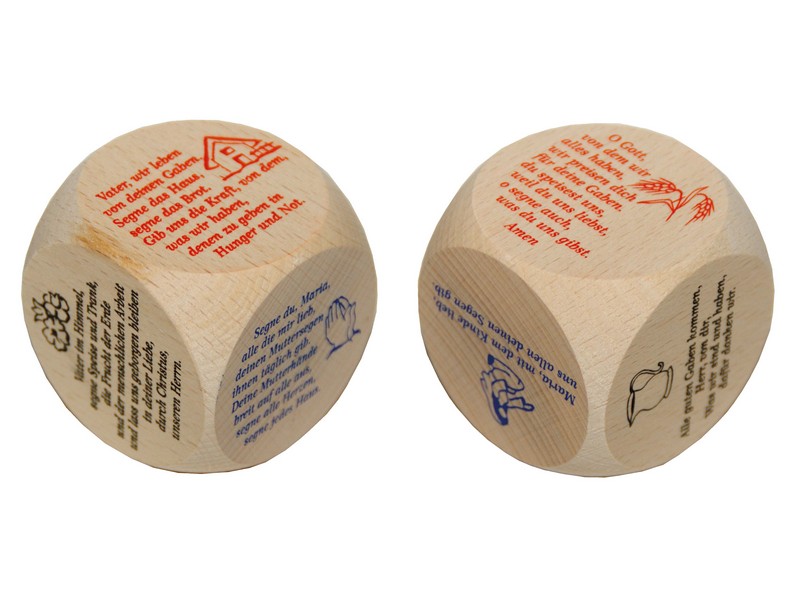 Gebetswürfel mit Tisch- und anderen Gebeten 6x6x6 cm Gebetswürfel mit Tisch- und anderen Gebeten 6x6x6 cm