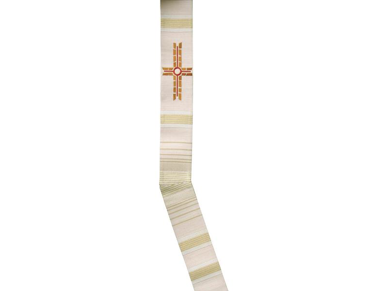 Diakon-Stola weiß mit gesticktem Kreuz orange-gold Diakon-Stola weiß mit gesticktem Kreuz orange-gold