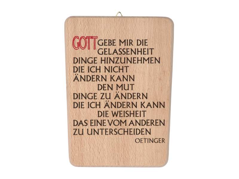 Holzspruch 11x16 cm 'Gott  gebe mir die Gelassenheit...'