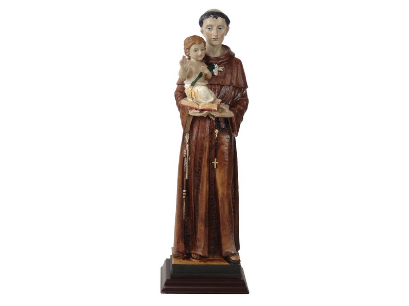 Hl. Antonius mit Kind und Lilie, Gussfigur 32 cm bemalt
