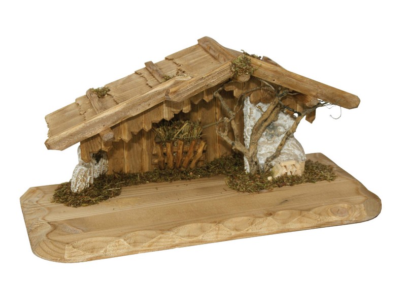 Stall 'Graz' verputzt, Bodenpl. 20x42 cm, H: 20 cm, 8-9cmFig Stall 'Graz' verputzt, Bodenpl. 20x42 cm, H: 20 cm, 8-9cmFig