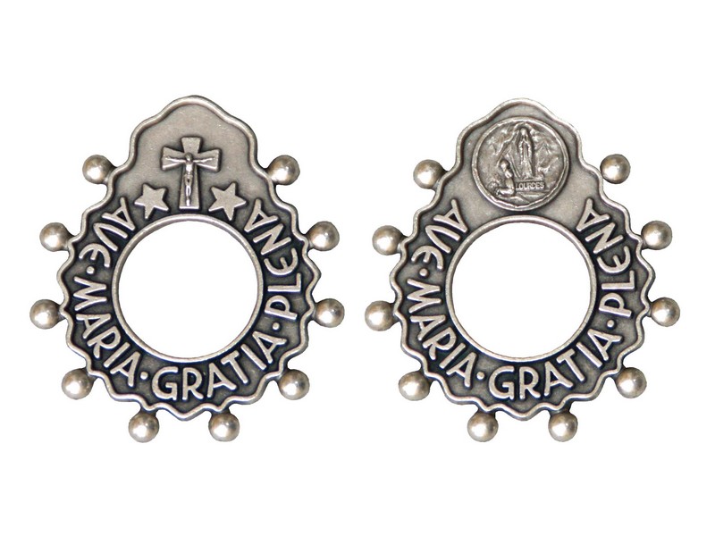 Ringrosenkranz mit Kreuz und Lourd - ø 4 cm 'V'