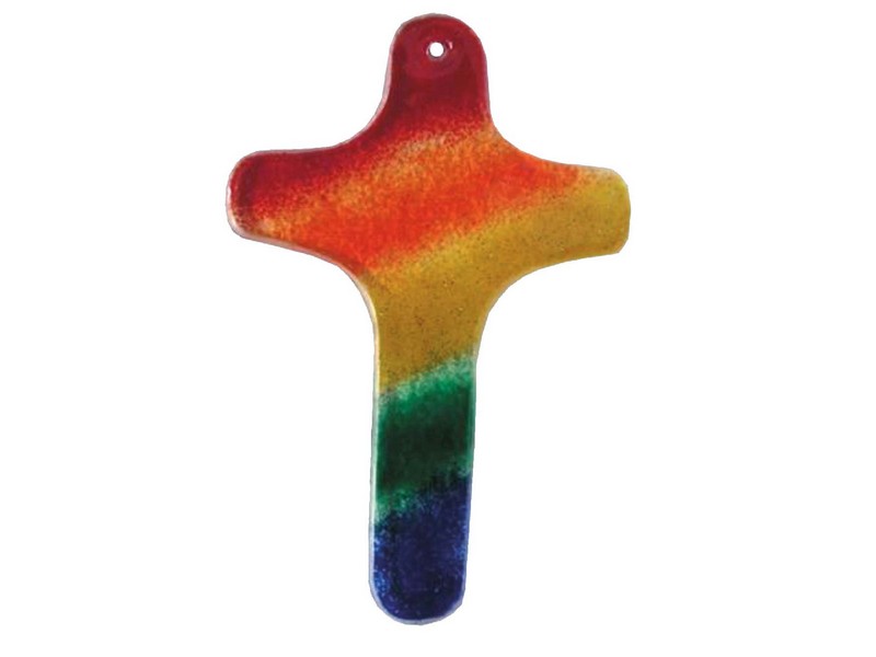 Glaskreuz Regenbogen 13x8,5 cm *v* Glaskreuz Regenbogen 13x8,5 cm *v*