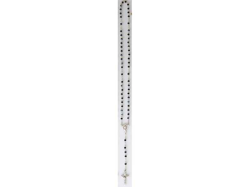 Rosenkranz Mini, Perlen schwarz/schimmernd, L: 40 cm