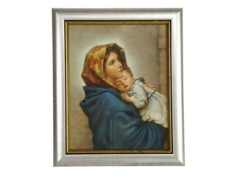 Bild Madonna Feruzzi, Holzrahmen silberf. m. Glas 78x58 cm