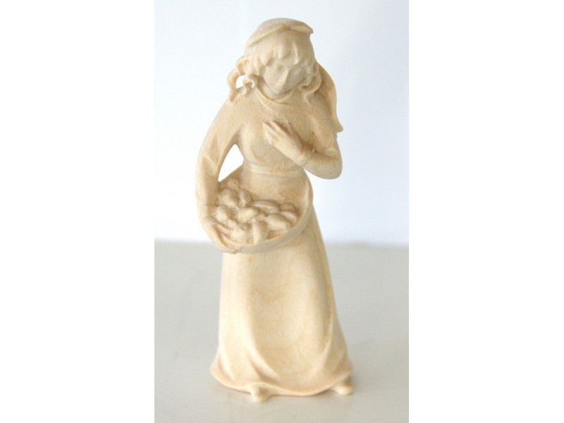 Hirtin m. Obst geschnitzt 12 cm natur (Leonardo) Hirtin m. Obst geschnitzt 12 cm natur (Leonardo)