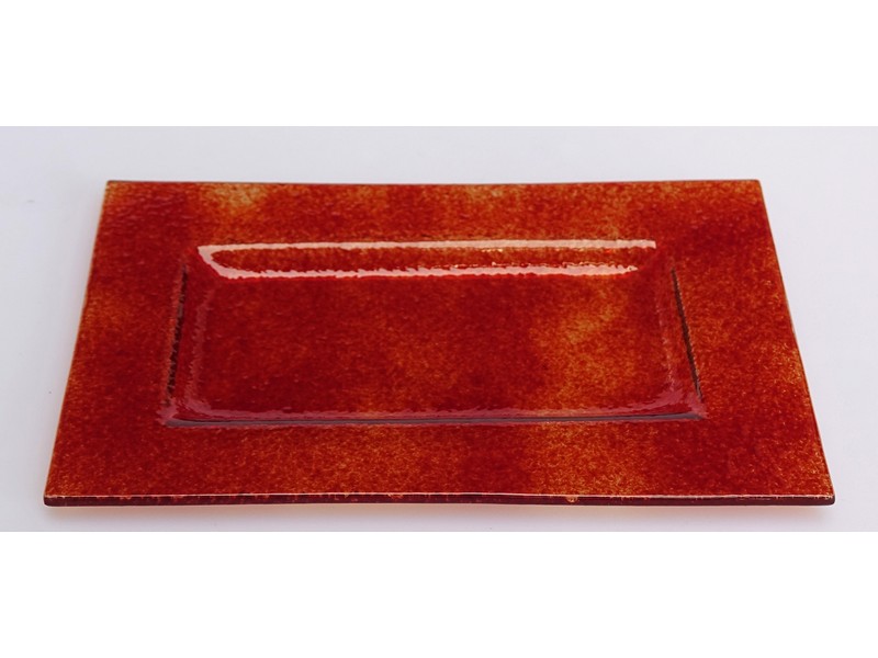 Glasschale rechteckig 14x22 cm kirschrot Glasschale rechteckig 14x22 cm kirschrot