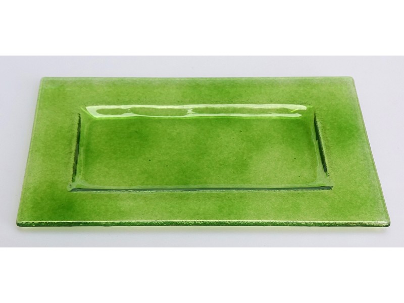 Glasschale rechteckig 14x22 cm chromgrün Glasschale rechteckig 14x22 cm chromgrün