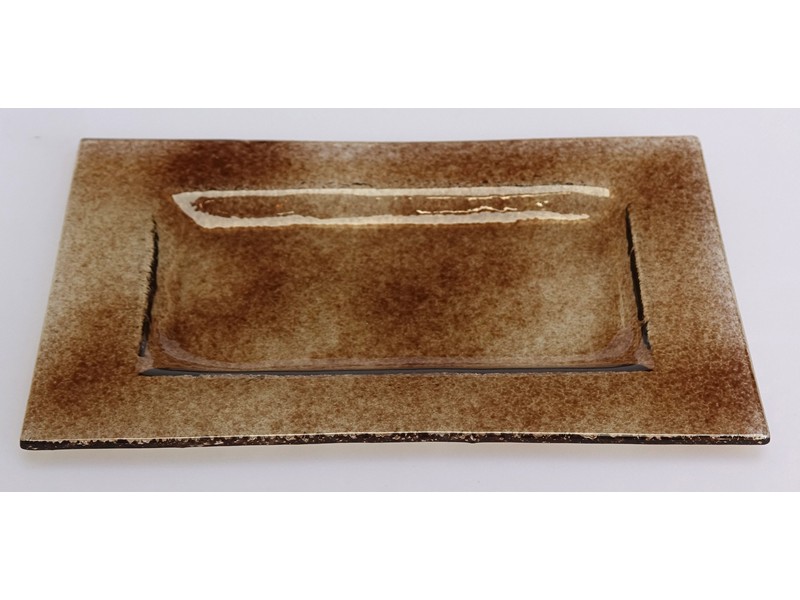 Glasschale rechteckig 14x22 cm rehbraun Glasschale rechteckig 14x22 cm rehbraun