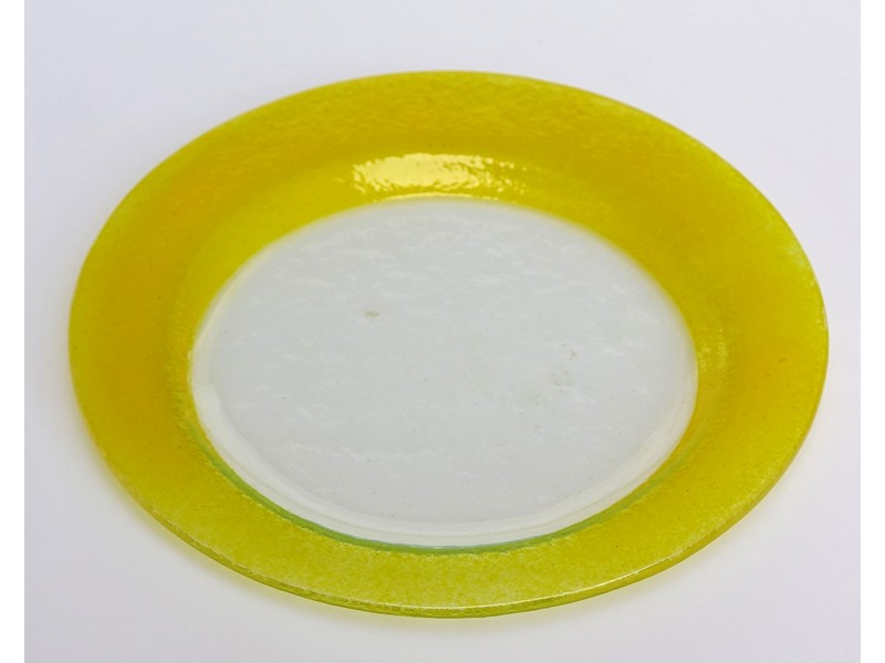 Kerzenteller Glas rund ø 20 cm, gelbopal