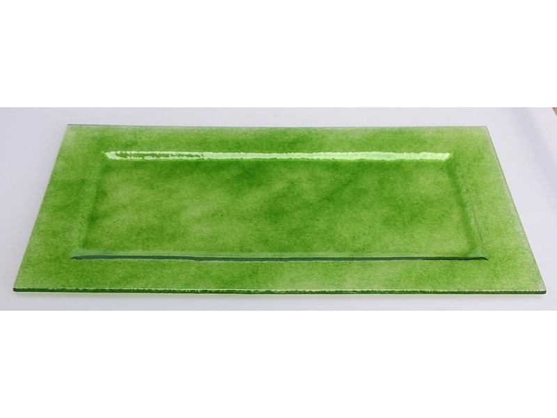 Glasschale rechteckig 17x34 cm chromgrün Glasschale rechteckig 17x34 cm chromgrün