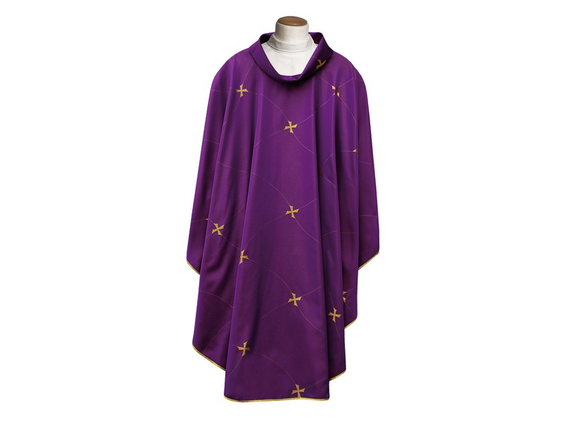 Kasel mit Kreuzchen violett, ungefüttert mit Innenstola Kasel mit Kreuzchen violett, ungefüttert mit Innenstola