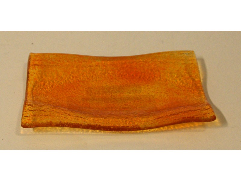 Glasschale Welle rechteckig 10x14cm, orange