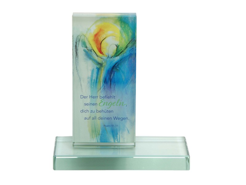 Glasrelief bedruckt 'Der Herr...', H: 15 cm Glasrelief bedruckt 'Der Herr...', H: 15 cm