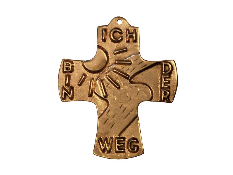 Bronzekreuz, Ich bin der Weg, 9 cm