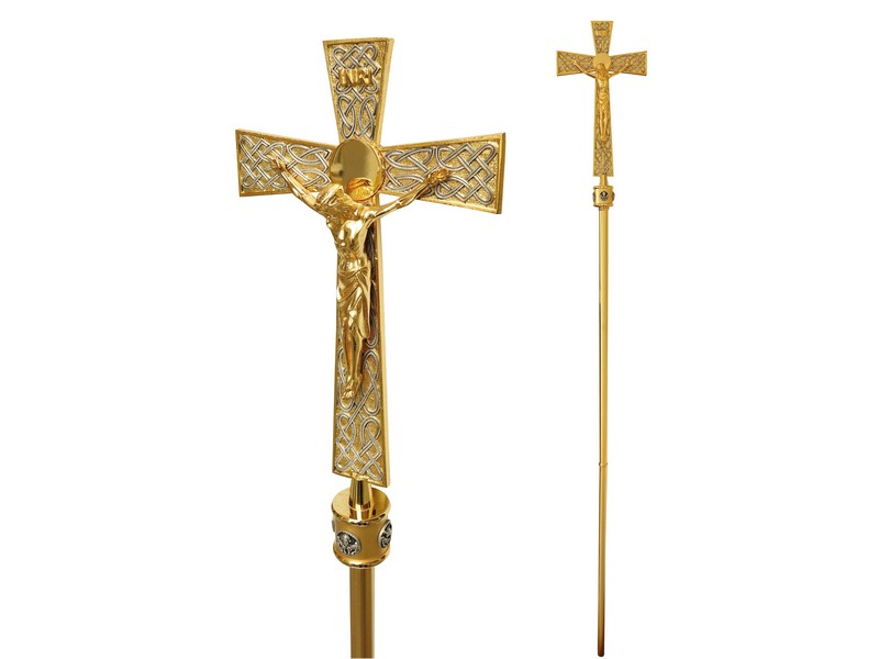 Vortragskreuz H: 45 cm, versilbert/vergoldet, inkl. Stange Vortragskreuz H: 45 cm, versilbert/vergoldet, inkl. Stange