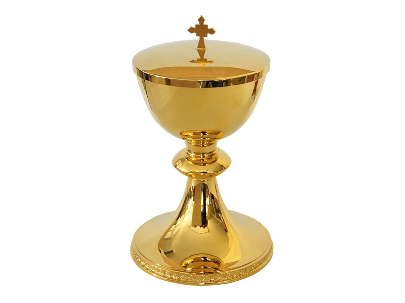 Ciborium Messing vergoldet m. Deckel, H: 15 cm Cuppa ø 9,5cm