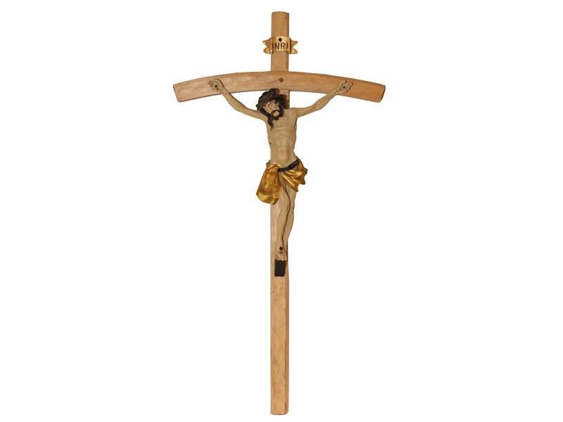 Holzkreuz mit Korpus Kunstguss bemalt, H: 75 cm Holzkreuz mit Korpus Kunstguss bemalt, H: 75 cm