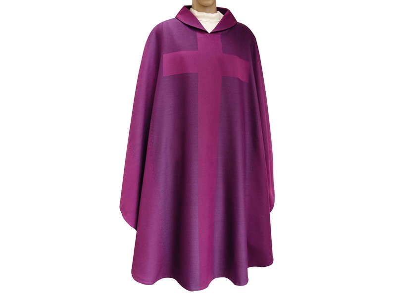 Kasel violett, mit Kreuz, gefüttert, Wolltrevira Kasel violett, mit Kreuz, gefüttert, Wolltrevira