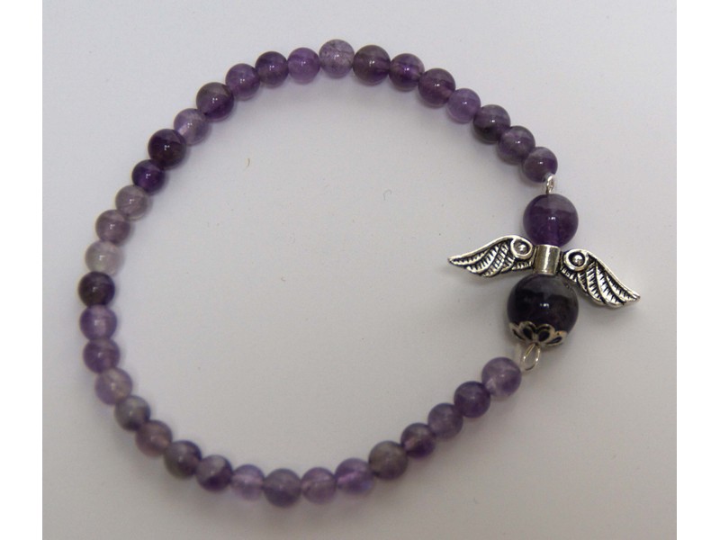 Armband mit Engel (Gummiband) Amethyst