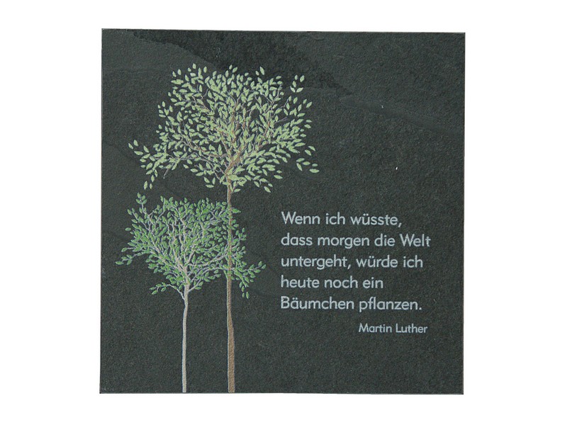 Schiefertafel mit Spruch, 'Baum' 14,5x14,5 cm