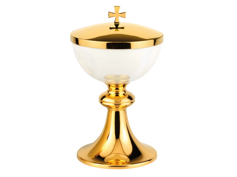 Ciborium Email elfenbein/Messing vergoldet H: 19 cm ø 12 cm